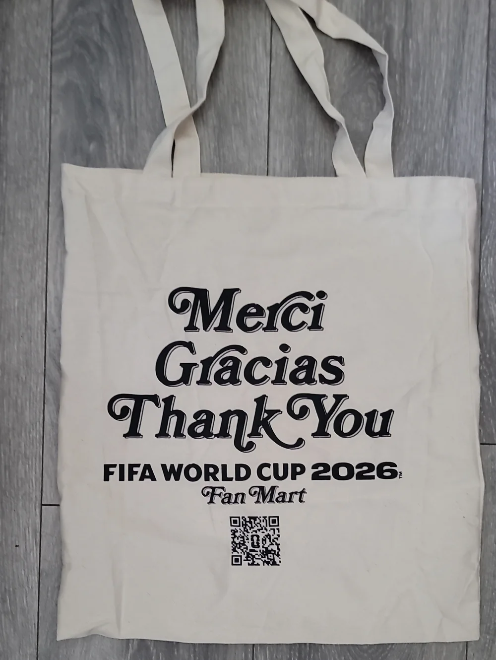 FIFA World Cup 2026 'Merci Gracias Thank You' Canvas Tote